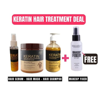 Pack Of 4 Items Keratin Hair Mask| Karatin Shampoo| Karatin Hair Serum