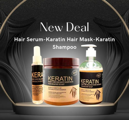 Pack Of 4 Items Keratin Hair Mask| Karatin Shampoo| Karatin Hair Serum